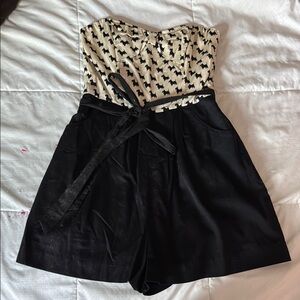 Anthropologie Strapless Romper with Dog Print